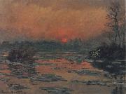 Claude Monet Sunset on the Seine in Winter oil painting artist